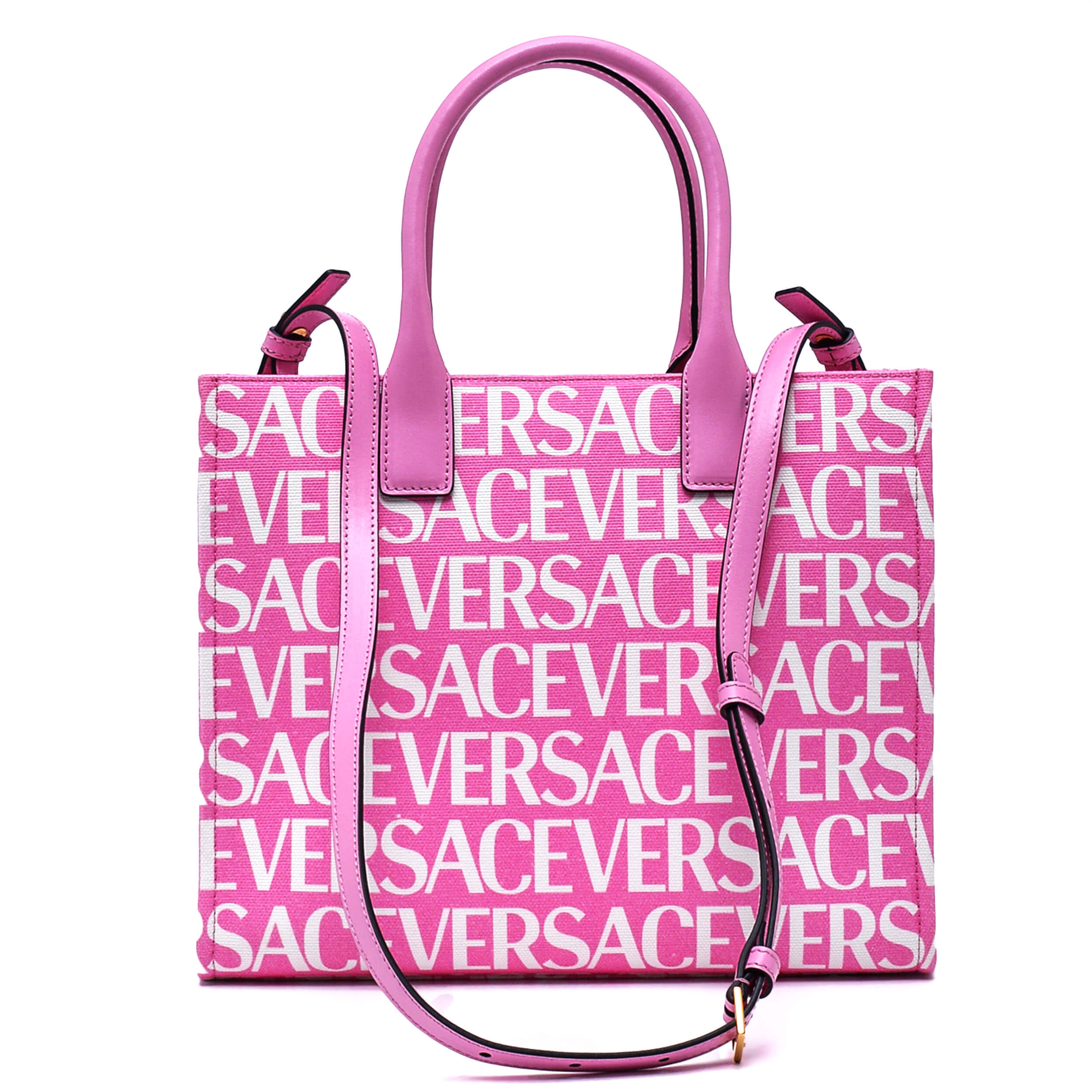 Versace - Baby Pink All Over Logo Medusa Small Tote Bag